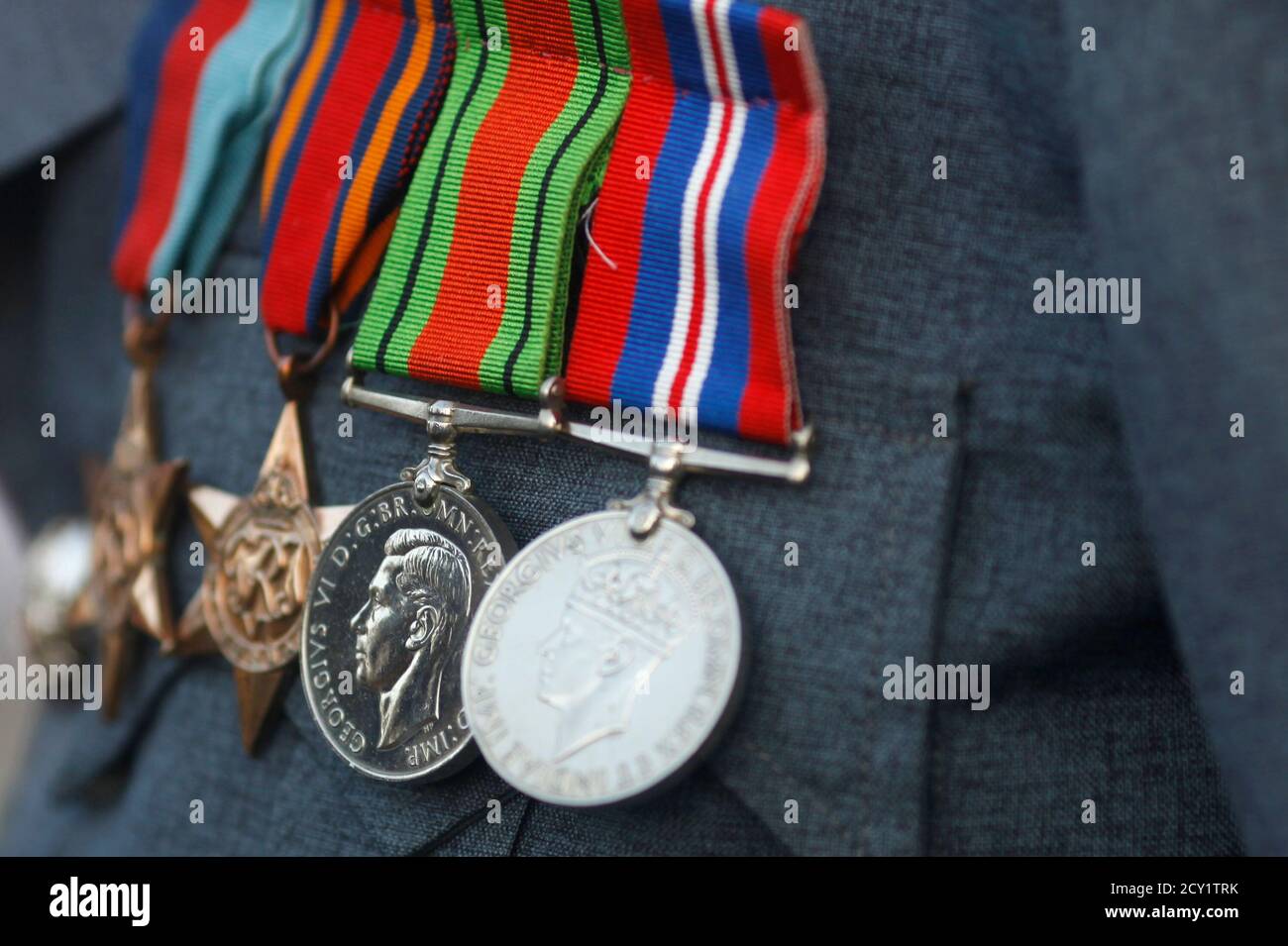 Medals are seen on David Daniel, a 86-year old Second World War British Veteran at Taukkyan War Cemetery, on the outskirts of Yangon November 17, 2011. REUTERS/Soe Zeya Tun  (MYANMAR - Tags: POLITICS) Stock Photo