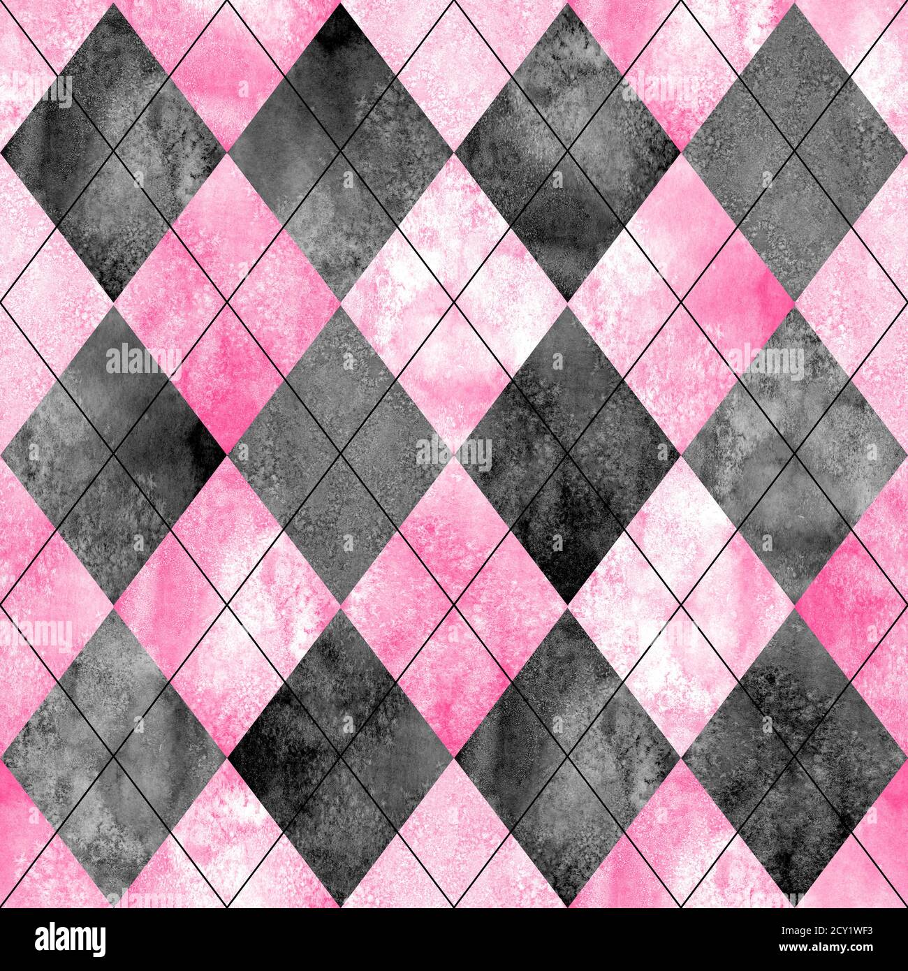 Argyle seamless plaid pattern. Watercolor hand drawn black gray pink  texture background. Watercolour diamond shapes background. Print for cloth  design Stock Photo - Alamy
