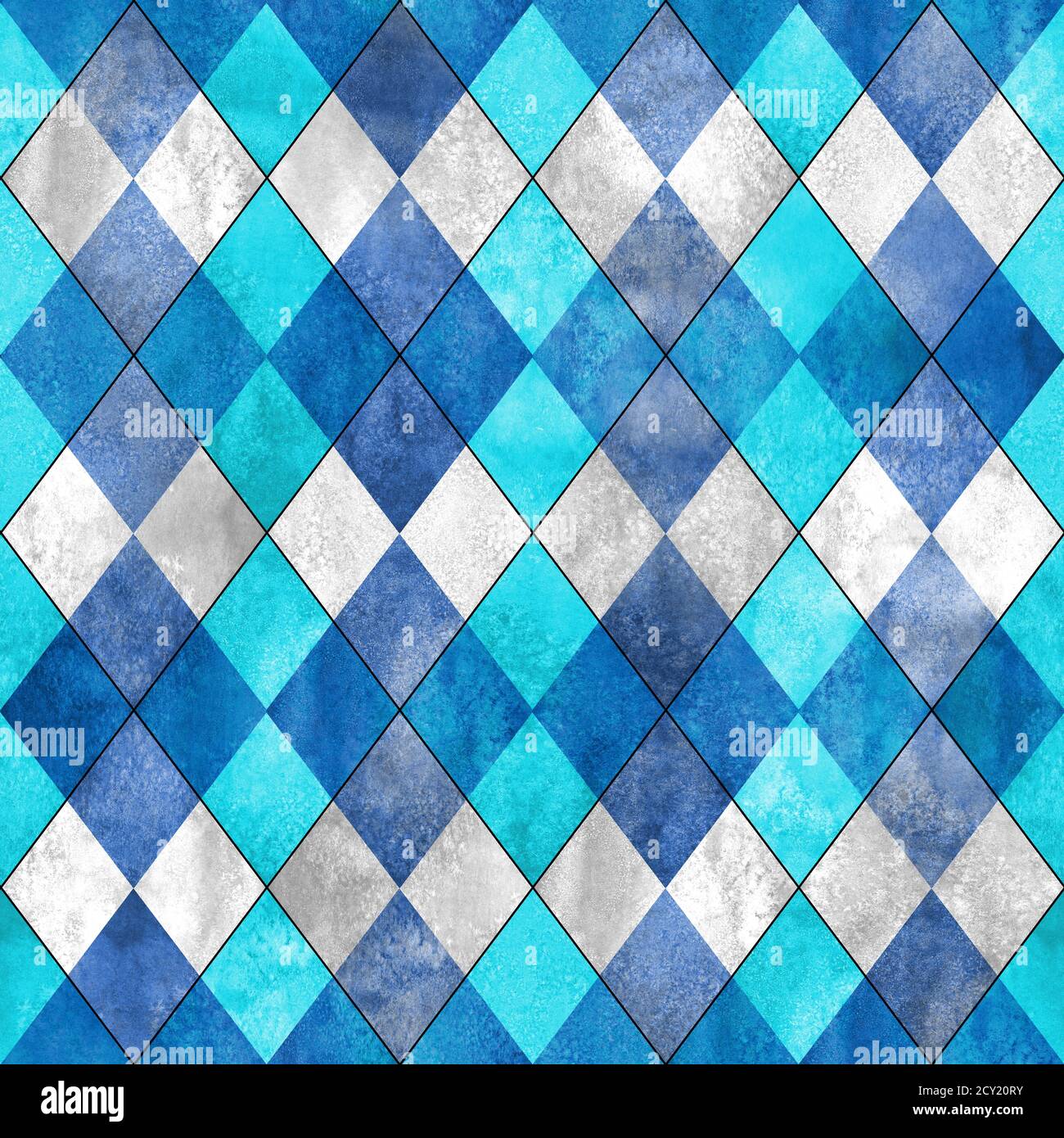 Argyle seamless plaid pattern. Watercolor hand drawn gray blue teal  turquoise texture background. Watercolour diamond shapes background. Print  for clo Stock Photo - Alamy