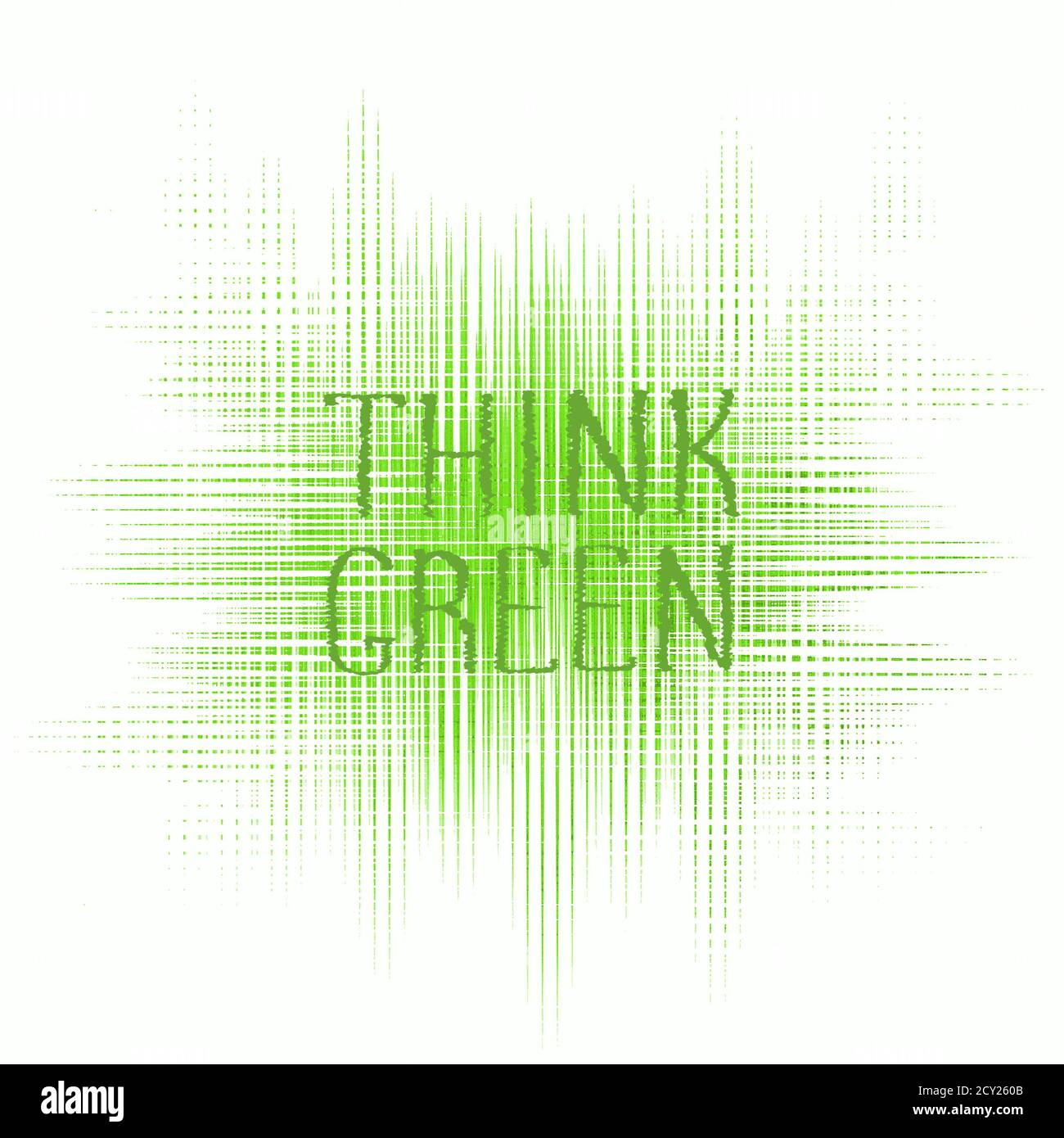 Think green concept logo design. Green watercolor hand drawn lettering Think Green label emblem on white background. Think Green design template textu Stock Photo