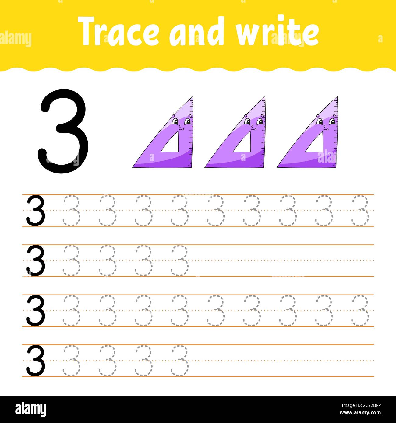 Learn Numbers. Trace and write. Back to school. Handwriting