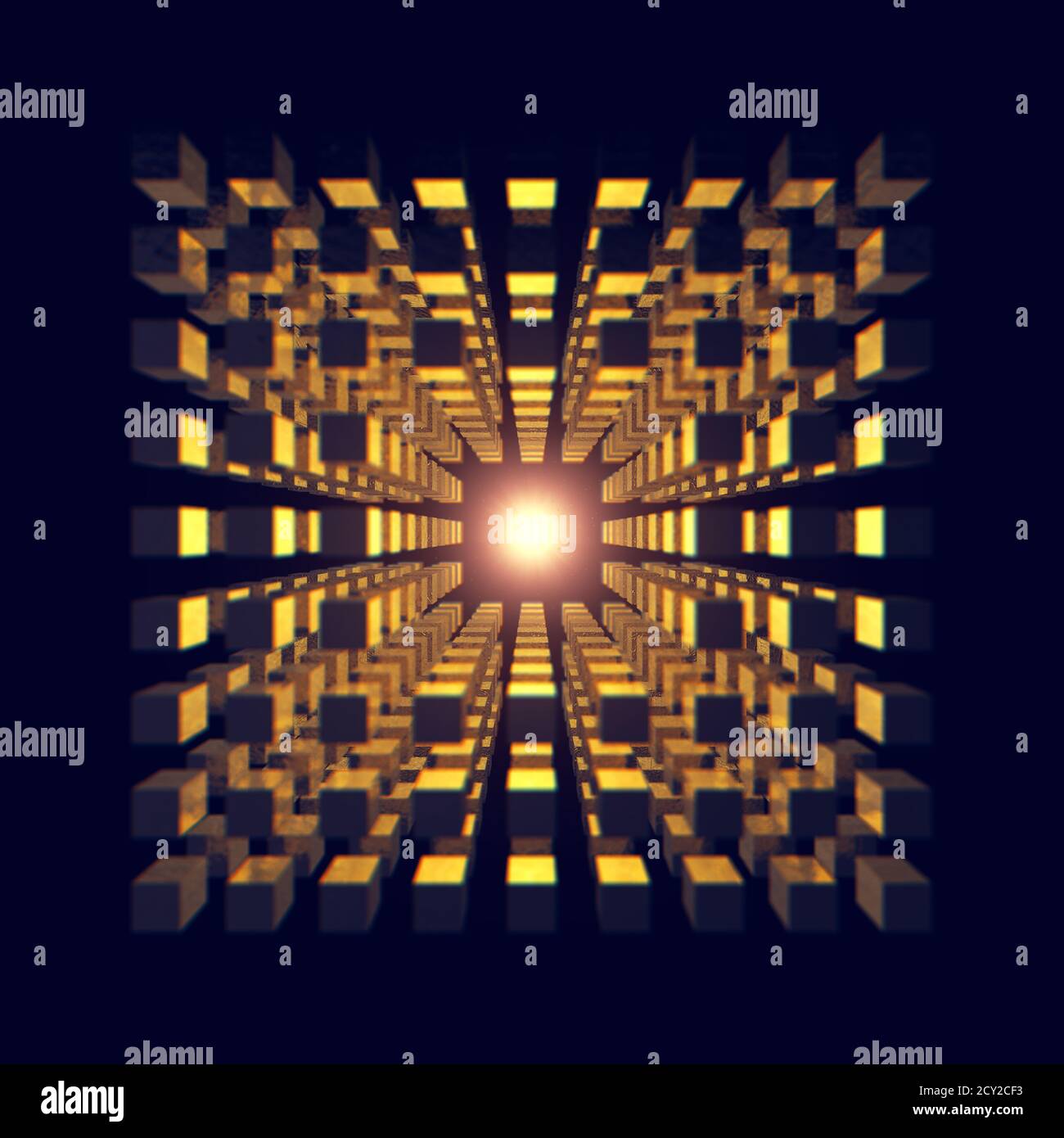 Abstract physics concept illustrating the Big bang theory of the origin and evolution of universe, 3d illustration concept of Spacetime and the theory Stock Photo