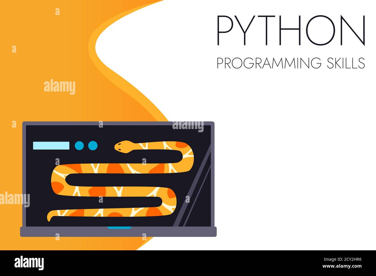 Python code language sign. Programming coding and developing concept. Stock Vector
