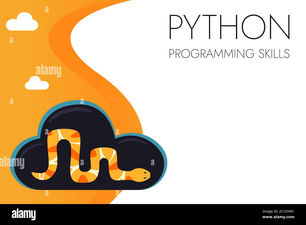 Python code language sign. Programming coding and developing concept. Stock Vector