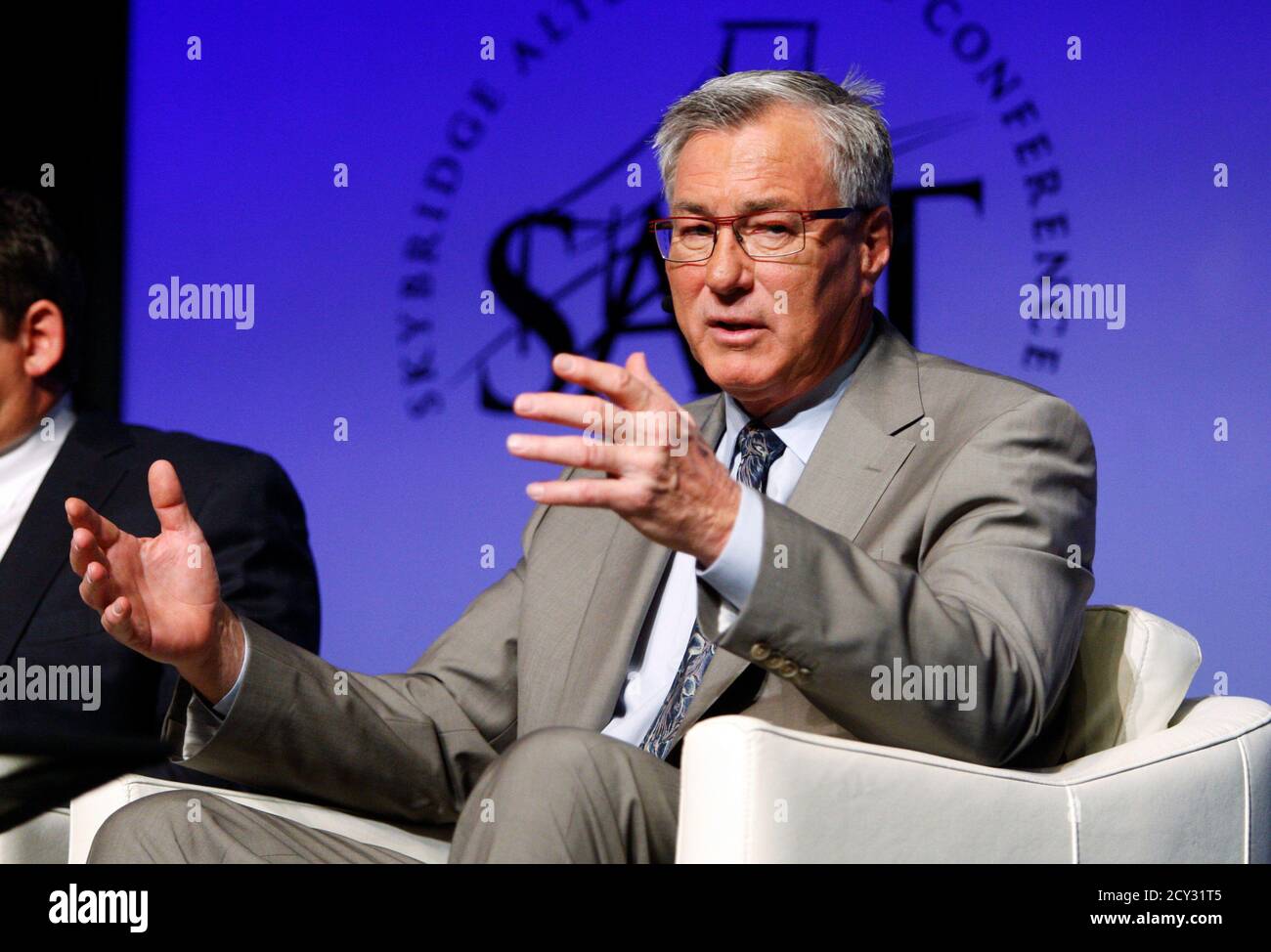 Eric Sprott, chief investment officer and senior portfolio manager for Sprott Asset Management, participates in a panel discussion during the Skybridge Alternatives (SALT) Conference in Las Vegas, Nevada May, 9, 2012. SALT brings together public policy officials, capital allocators, and hedge fund managers to discuss financial markets. REUTERS/Steve Marcus (UNITED STATES - Tags: BUSINESS) Stock Photo