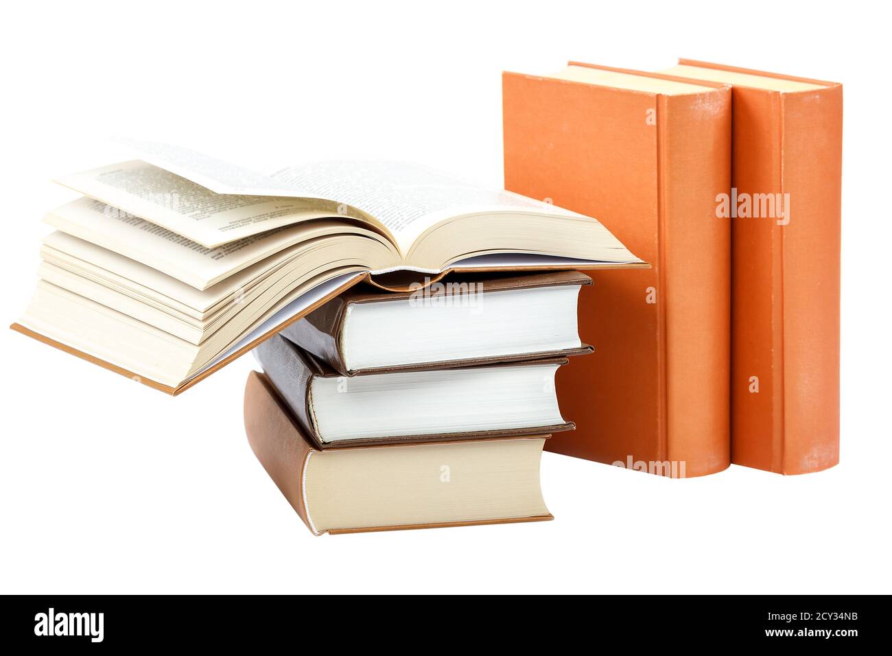 Books in a stack isolated on white background Stock Photo - Alamy