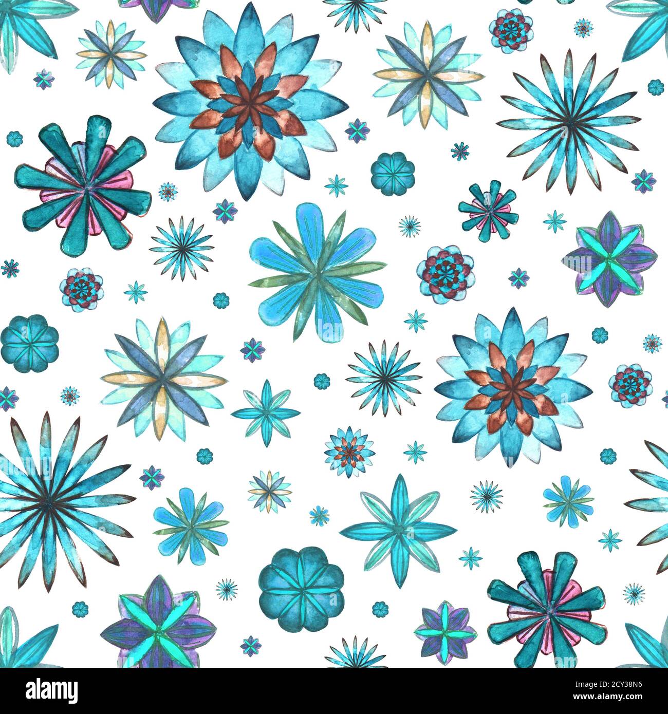Abstract floral seamless ethnic boho pattern. Watercolor hand drawn ...