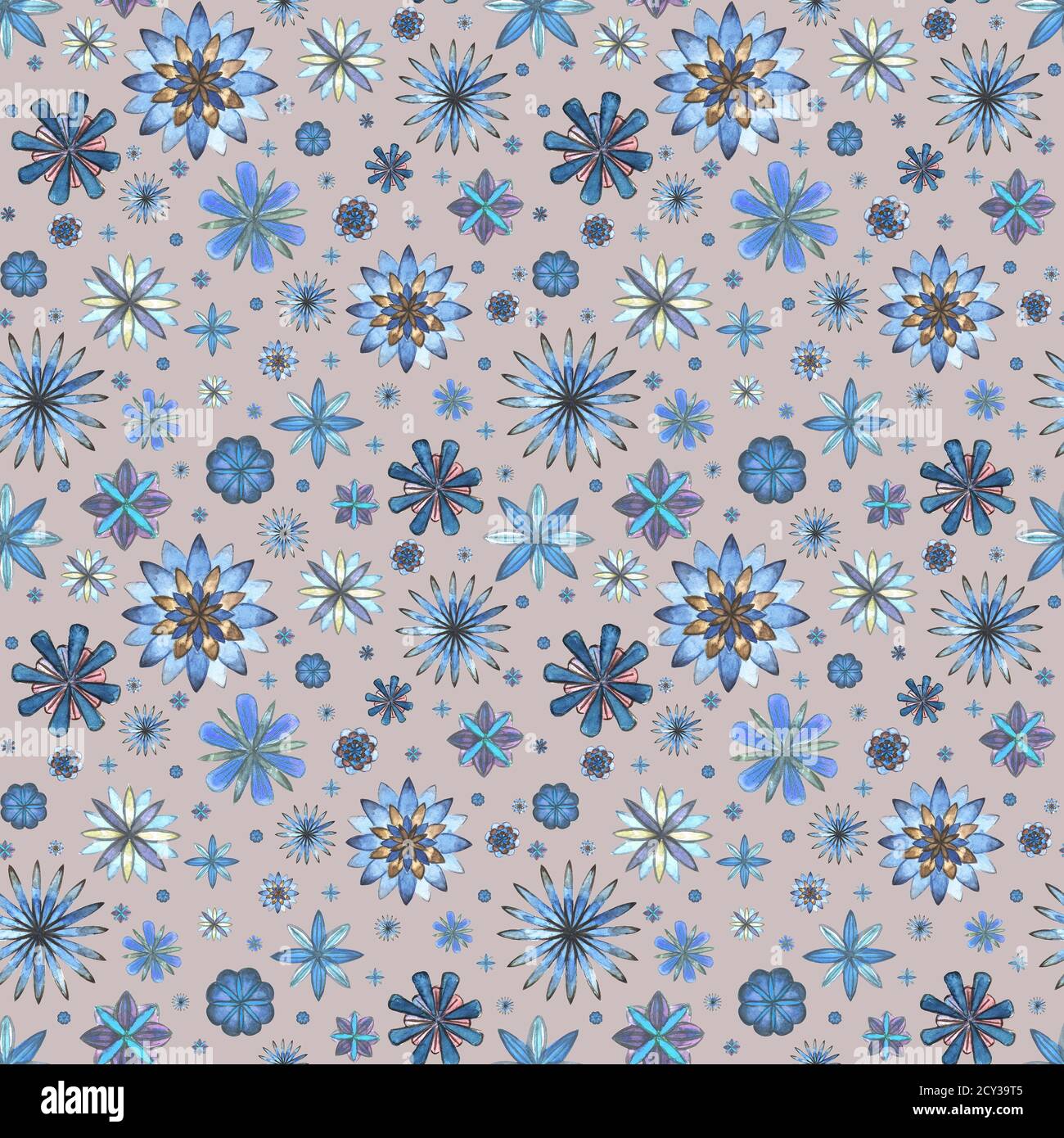 Abstract floral seamless ethnic boho soft pattern. Watercolor hand ...