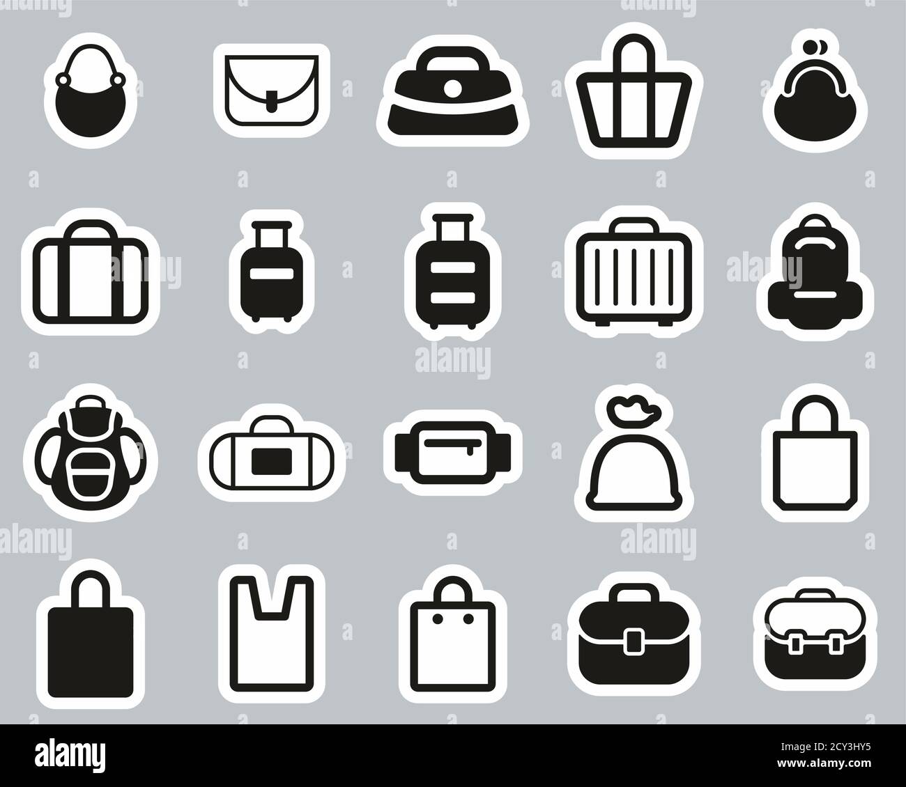 Bag Or Case Icons Black & White Sticker Set BIG Stock Vector Image ...
