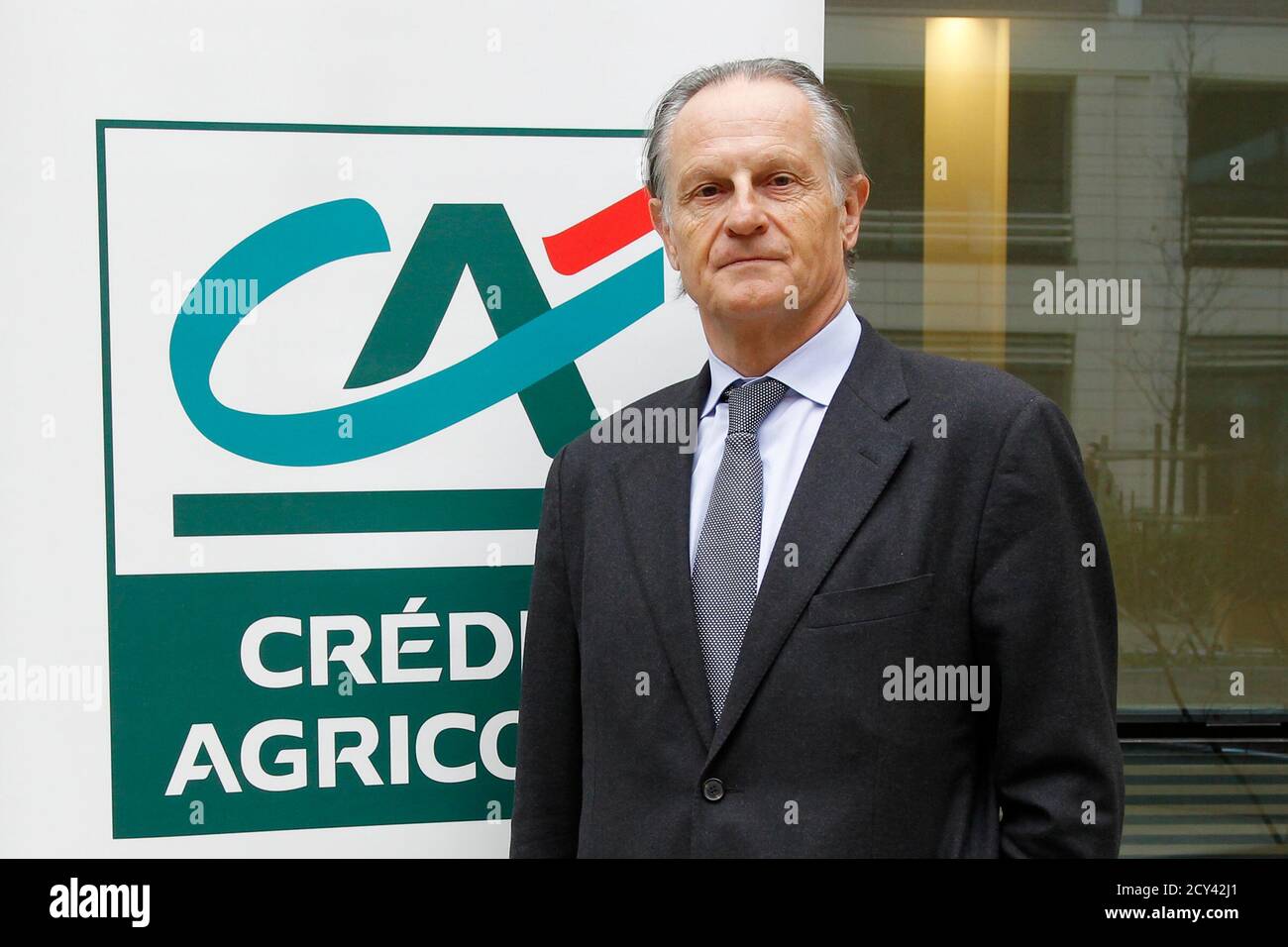 Jean-Paul Chifflet, Chief Executive of French bank Credit Agricole, poses  before the bank's 2011 annual results presentation in Montrouge near Paris  February 23, 2012. French bank Credit Agricole posted a record 3.07