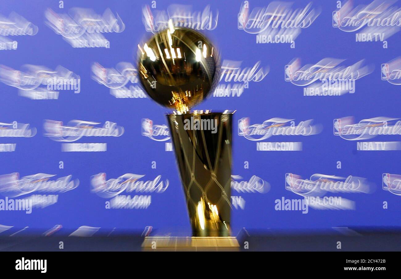 The 13 Larry O Brien Nba Championship Trophy Is Seen Before Game 7 Of The 13 Nba Finals Basketball Playoff Between The Miami Heat And The San Antonio Spurs In Miami Florida June