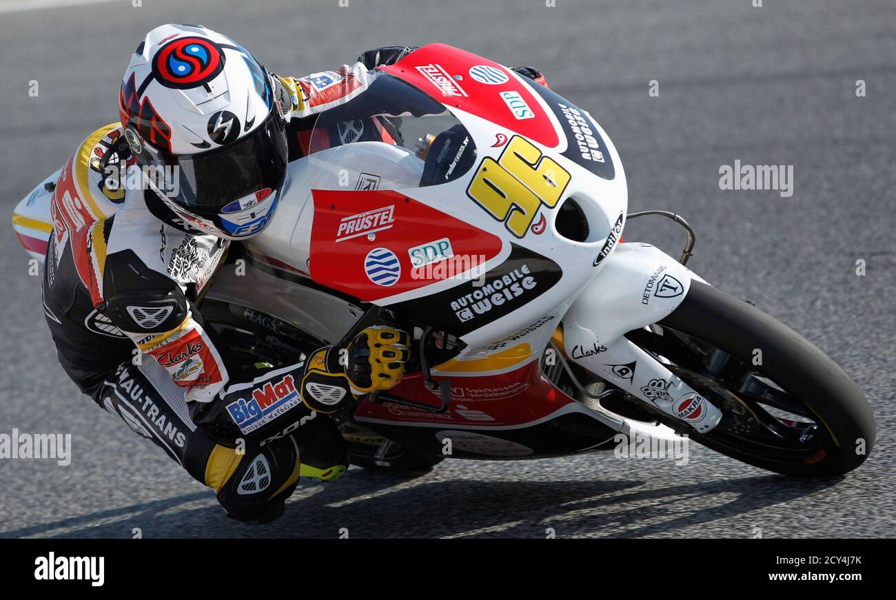 FTR Honda Moto3 rider Louis Rossi of France takes a curve during the third  free practice of the Catalunya MotoGP Grand Prix in Montmelo, near  Barcelona, June 2, 2012. REUTERS/Albert Gea (SPAIN -