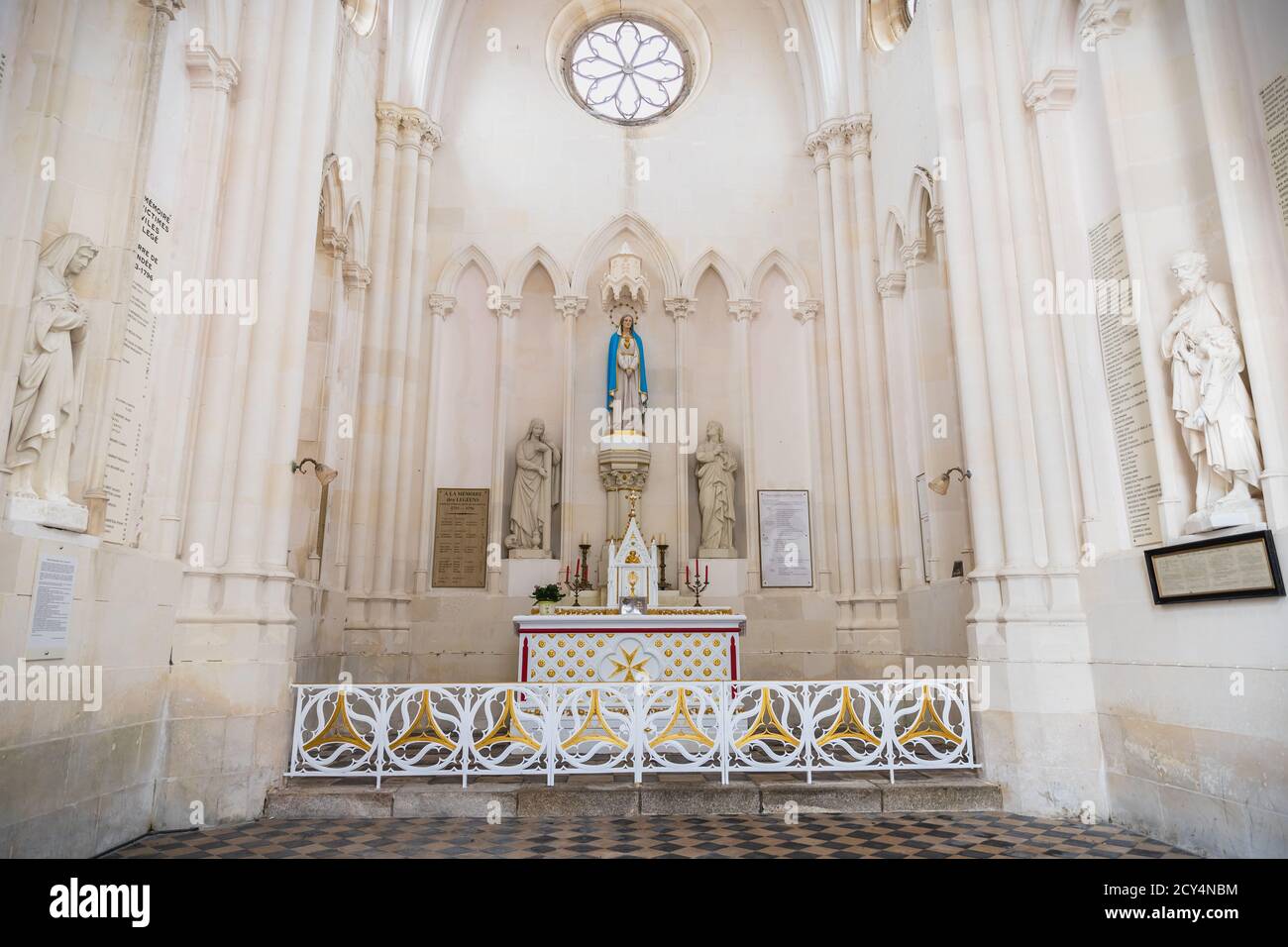 Lege, Loire-Atlantique, France - September 21, 2020: architectural detail of the interior of the Notre-Dame-de-Pitie chapel in the center of a typical Stock Photo
