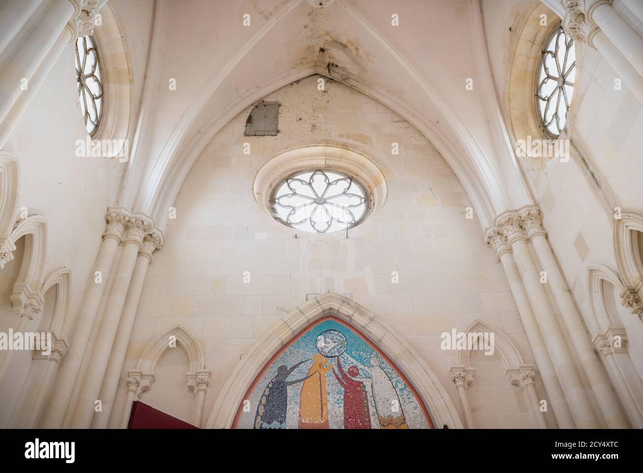 Lege, Loire-Atlantique, France - September 21, 2020: architectural detail of the interior of the Notre-Dame-de-Pitie chapel in the center of a typical Stock Photo