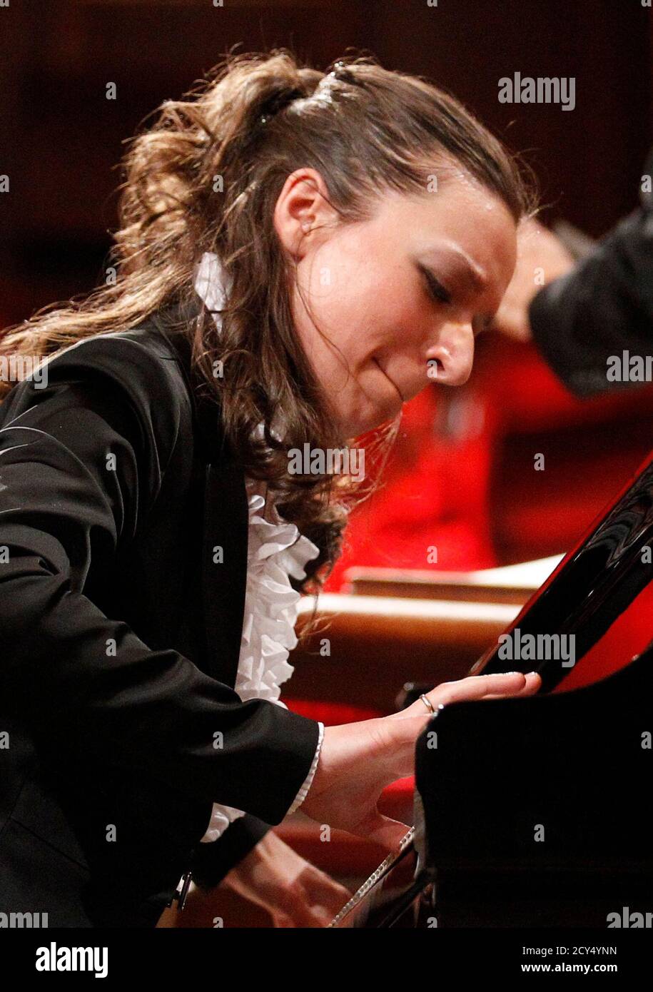 Winner Yulianna Avdeeva of Russia performs with The Symphonic Orchestra of  the National Philharmonic during auditions for the finals of the 16th  International Fryderyk Chopin Piano Competition in Warsaw October 19, 2010.