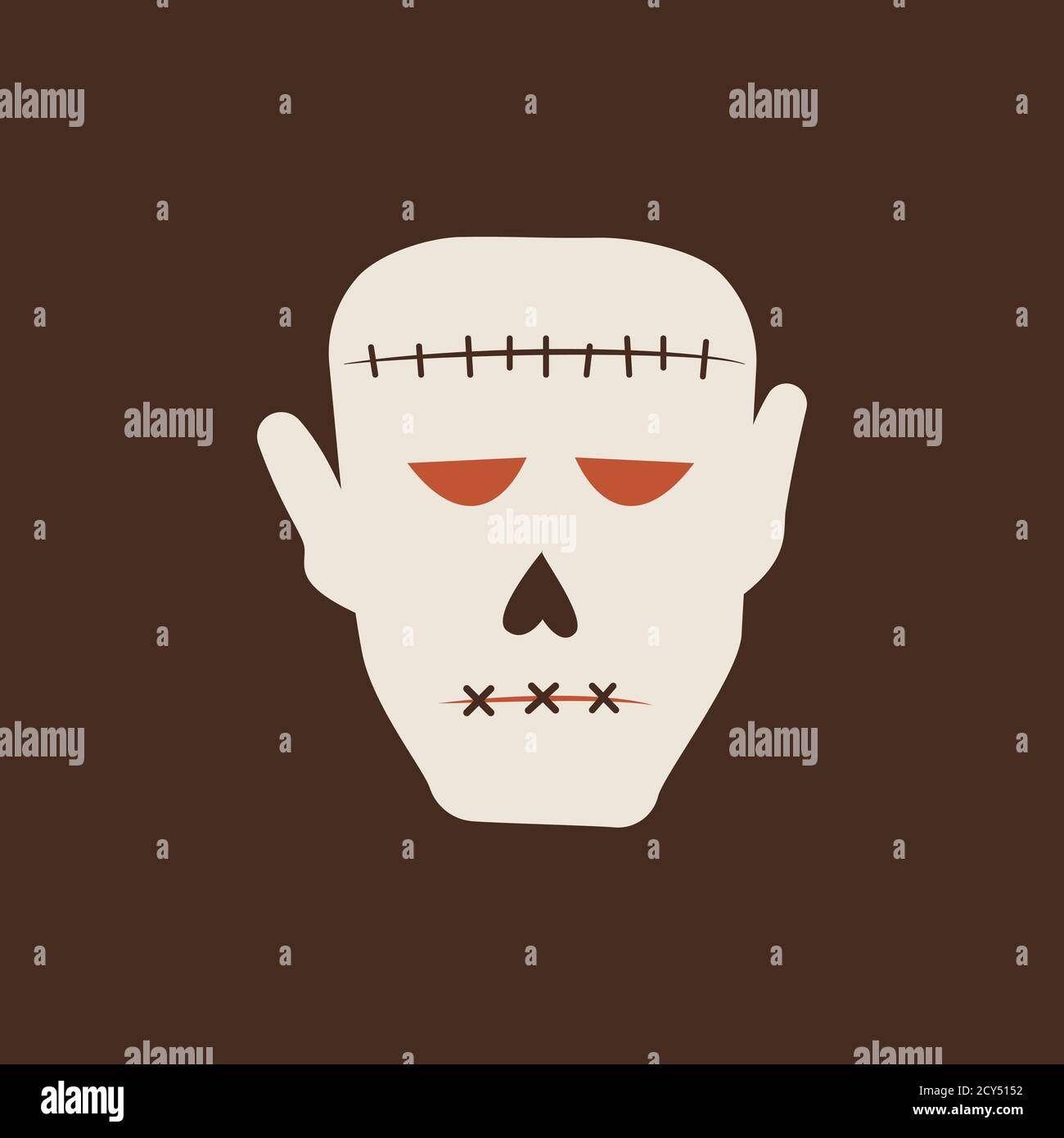 Duotone Cartoon halloween Frankensteins monster zombie head icon. Smiley and evil emotions Stock Vector