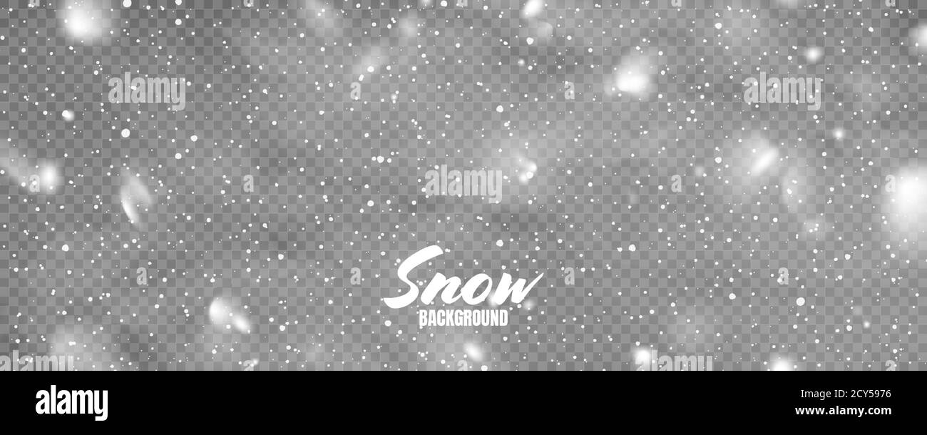 Realistic falling snow with snowflakes. Winter transparent background ...