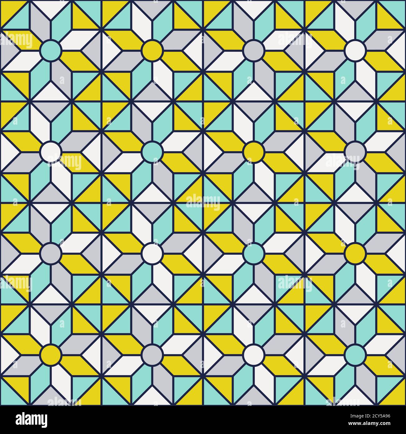 Retro mid century geo geometric pattern. Vintage colors mint, mustard