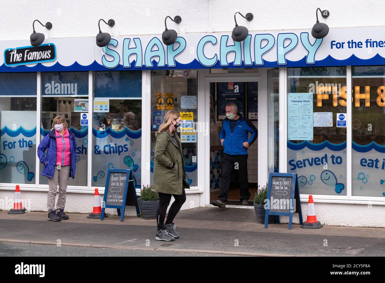 Shap Chippy, fish and chip shop - second place in the 2020 National Fish and Chip Shop of the Year -  Shap, Penrith, Cumbria, England, UK Stock Photo
