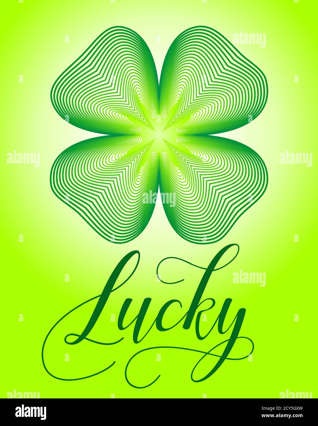 Lucky clover. St Patricks Day shamrock vector illustration. Fourleaf