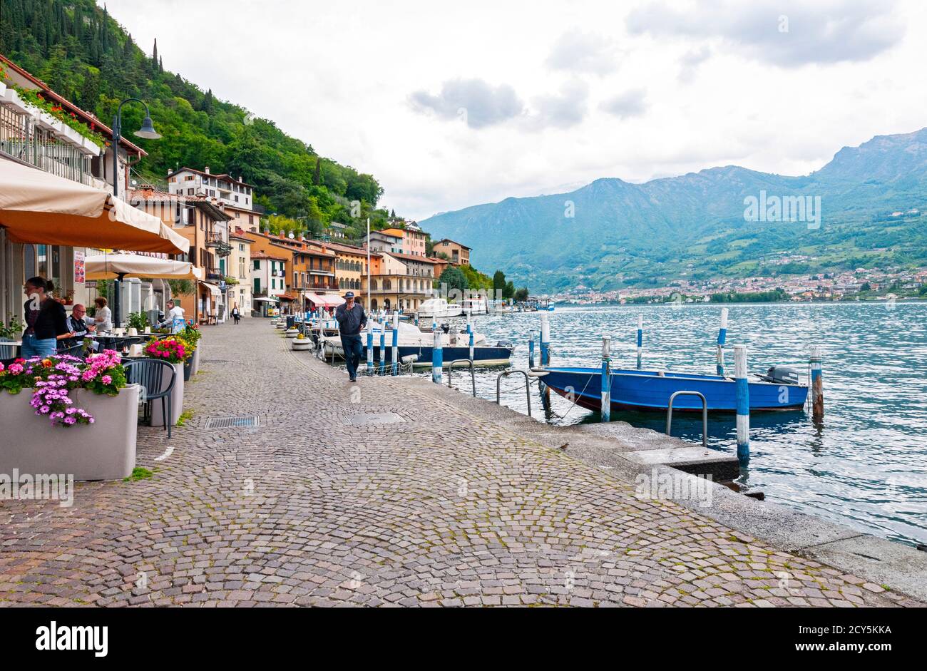 View of Lago d'Iseo and the town of Peschiera Maraglio on Monte Isola, Italy Stock Photo