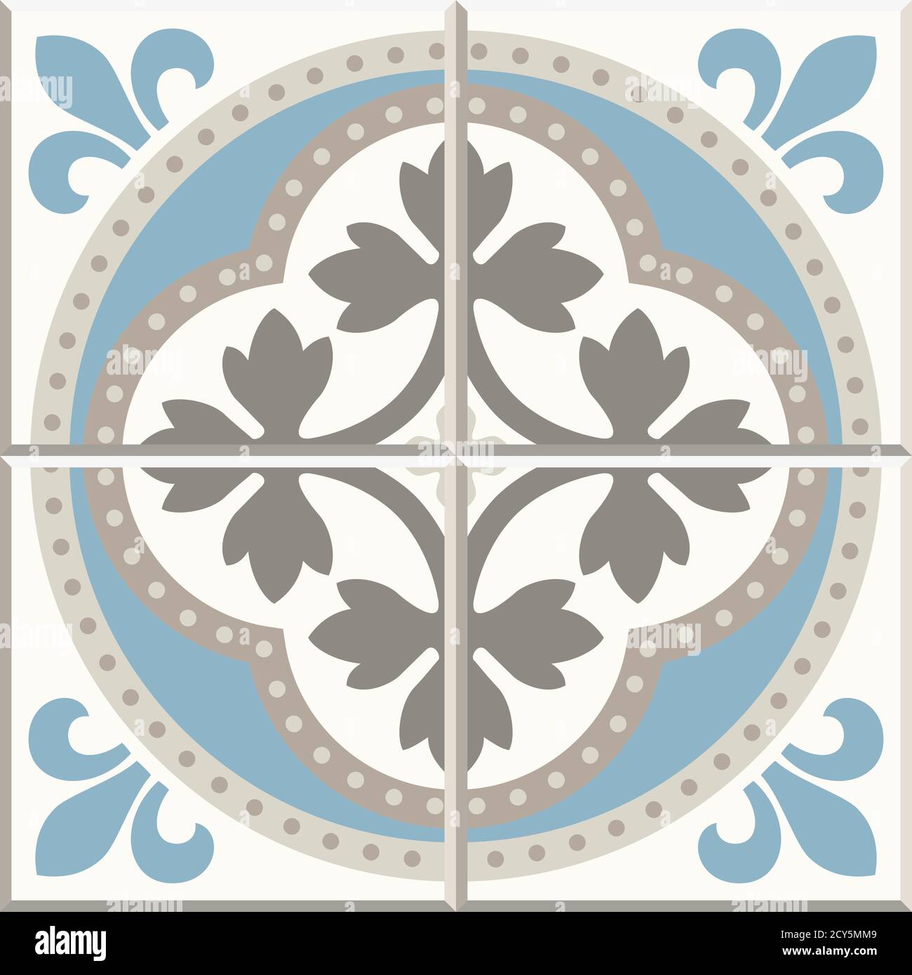 Ancient floor ceramic tiles. Flooring tiling seamless vector background