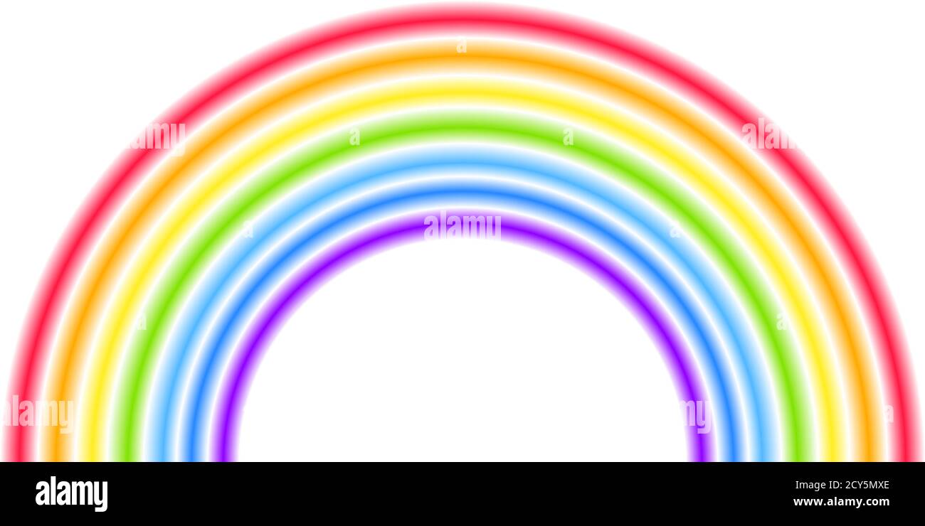 Rainbow arc shape, half circle, bright spectrum colors, colorful striped pattern. Vector illustration. Rainbow icon. Stock Vector