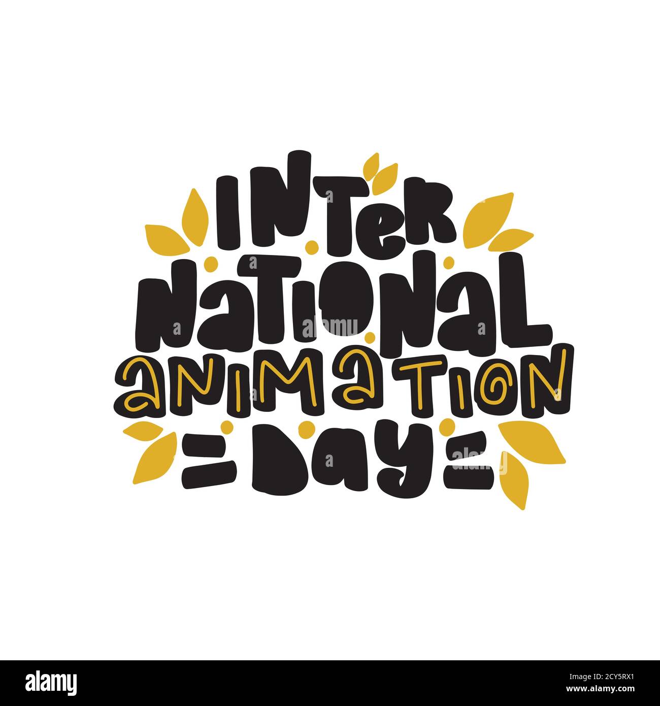 International Animation Day. Hand drawn lettering brush calligraphy Stock Vector