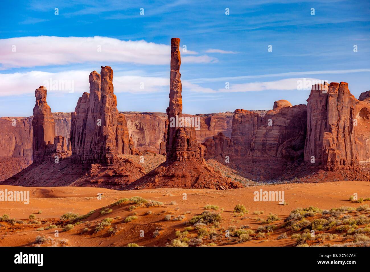 Yei Bei Chi Totem Poles - rock formations in Monument Valley, Navajo Tribal Park, Arizona, USA Stock Photo