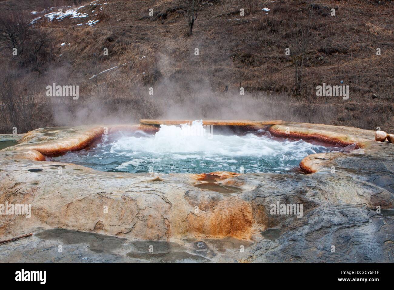 Geyser formation bubbling at NagornoKarabakh Stock Photo Alamy