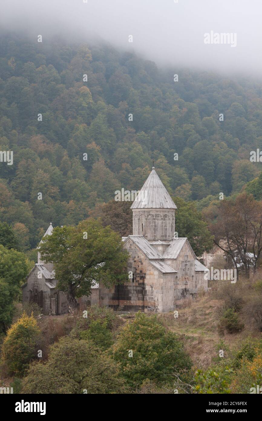 Vertical shot of the Haghartsin Monastery located near the town of Dilijan, Armenia Stock Photo