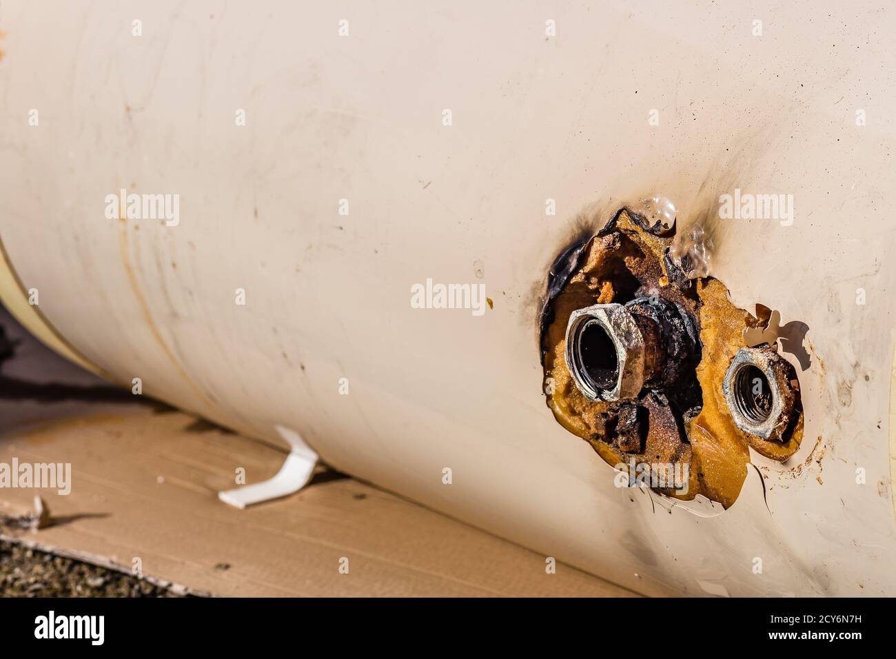 replacement of damaged boiler with a new one Stock Photo Alamy