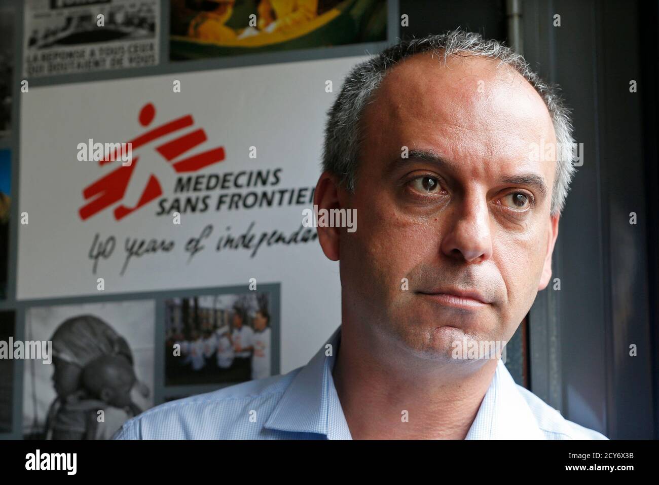 Mego Terzian, head of Medecins sans Frontieres France (MSF), poses during  an interview with Reuters at the MSF headquarters in Paris August 29, 2014.  The U.N. Security Council must lead efforts to