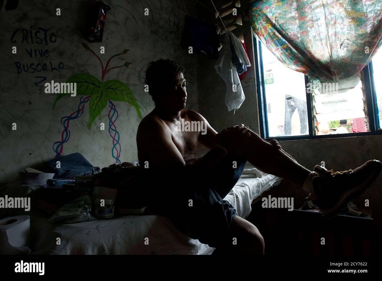 Jorge Angulo A Patient Of Hogar Betel A Shelter For The Rehabilitation Of Drug Addicts And Alcoholics Puts Cream On His Leg In Pococi De Limon East Of San Jose July 7