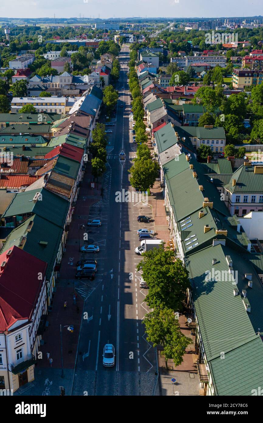Aerial view of center of the Suwalki city, Poland Stock Photo
