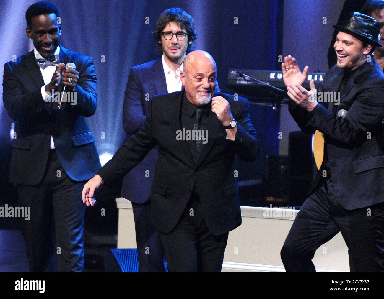 Recording Artist Billy Joel The Latest Recipient Of The Gershwin Prize For Popular Song Is Honored During A Tribute Concert As Singers Josh Groban Rear C Gavin Degraw R And Boyz Ii