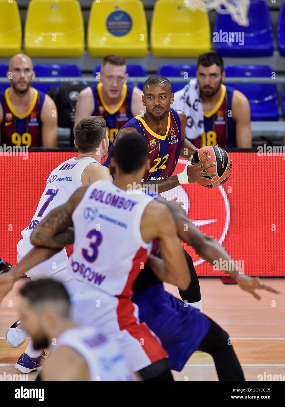 Cory Higgins of FC Barcelona during the Turkish Airlines EuroLeague match between FC Barcelona and CSKA Moscow CAB at Palau Blaugrana on October 01, 2020 in Barcelona, Spain. Stock Photo