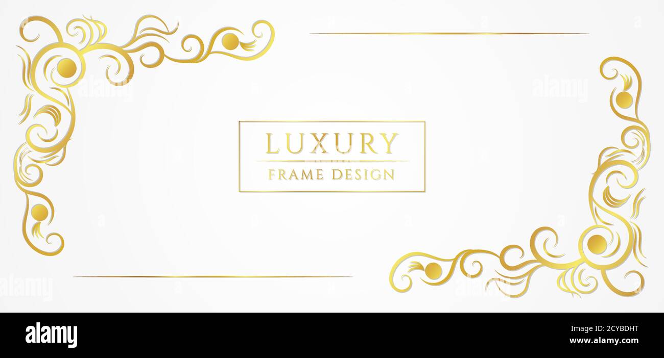 Luxury gold frame design floral concept white background. vector ...