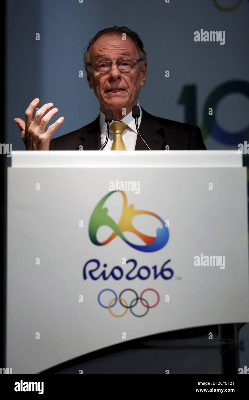 Rio 2016 Olympic Games Organising Committee President Carlos Arthur Nuzman speaks during a news conference marking 500 days to go until to the opening ceremony of the games, in Rio de Janeiro, March 24, 2015. REUTERS/Pilar Olivares Stock Photo