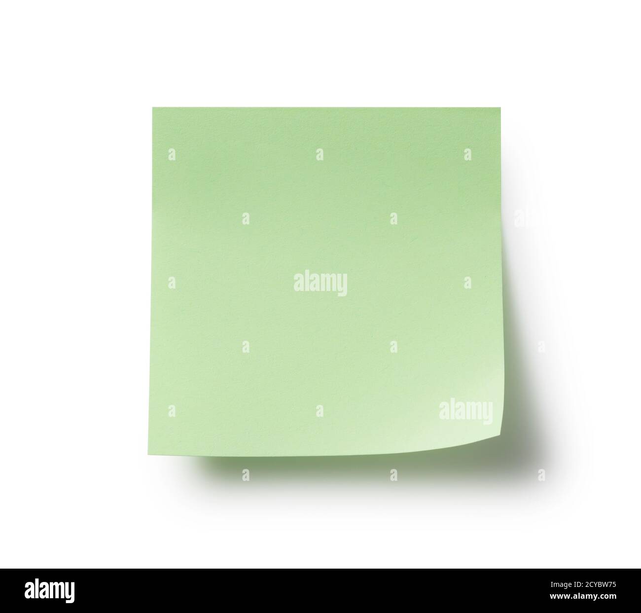 Green sticky notes on a white background Stock Photo