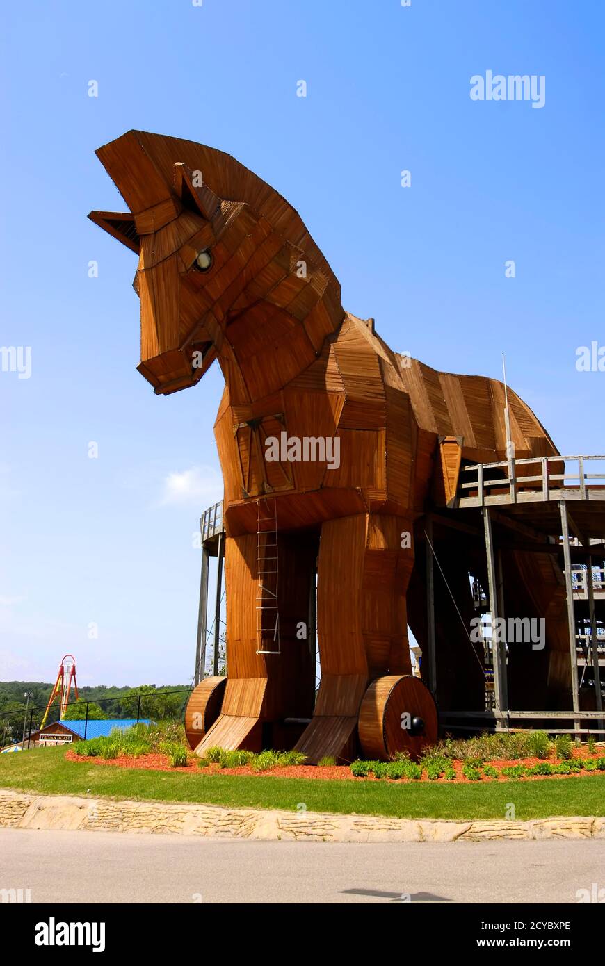 Trojan Horse at the Mt Olympus Theme Park, Wisconsin Dells, WI is a major attraction at The Wisconsin Dells in Wisconsin and popular resort area only Stock Photo