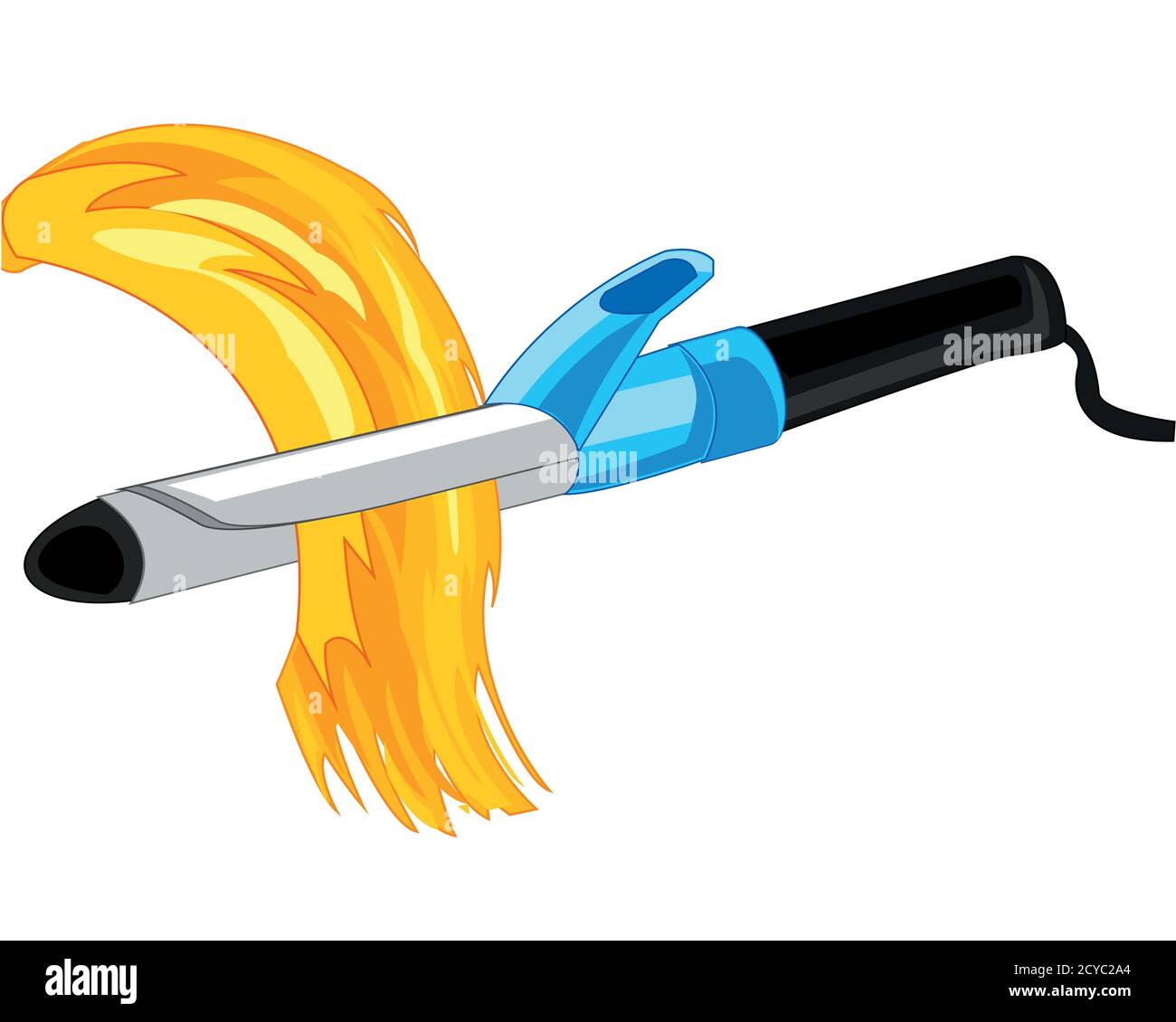 Electric instrument curling iron and tress hair Stock Vector