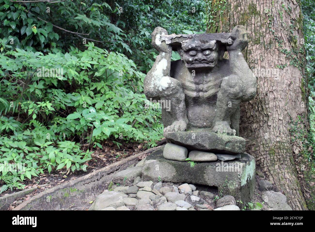 Japanese oni statue around Terukuni Jinja Shrine in Kagoshima Stock