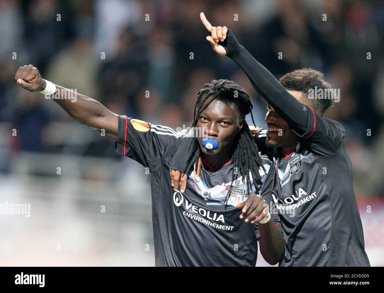 https www alamy com olympique lyons bafetimbi gomis l sucks on a pacifier as he and alexandre lacazette celebrate after scoring against sparta prague during their europa league soccer match at the gerland stadium in lyon september 20 2012 reutersrobert pratta france tags sport soccer tpx images of the day image378301537 html