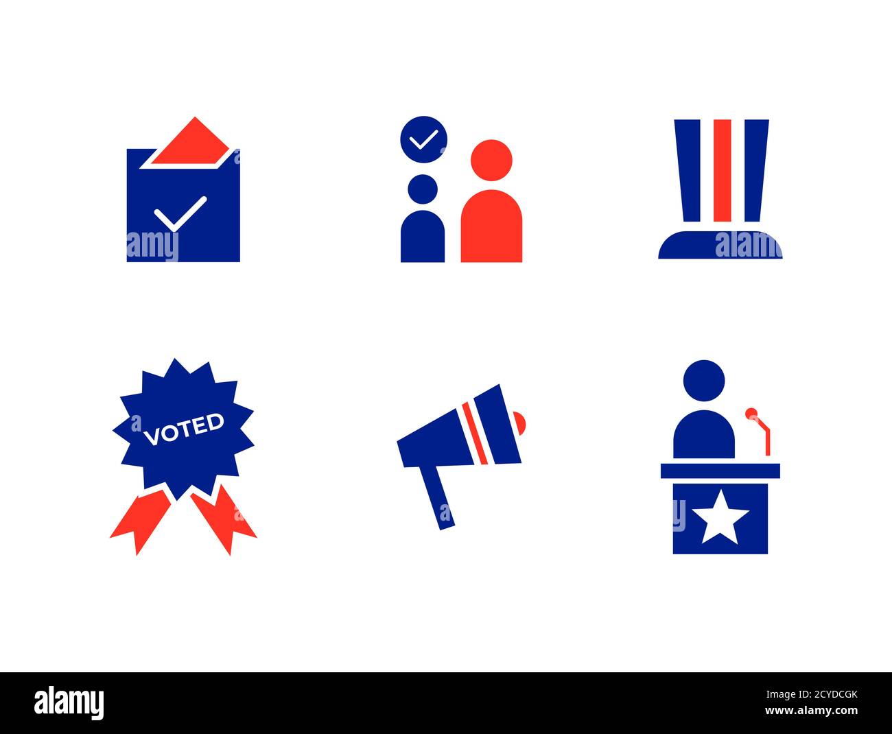 American, USA Presidential Election Custom Colored Icon Vector Design Set Collection Stock Vector