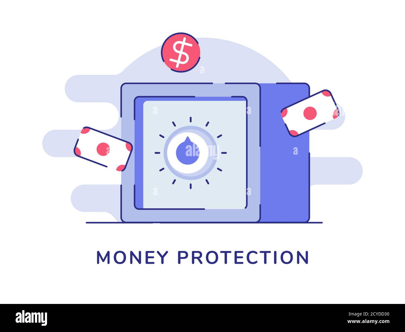 Money protection concept vault bank dollar currency white isolated