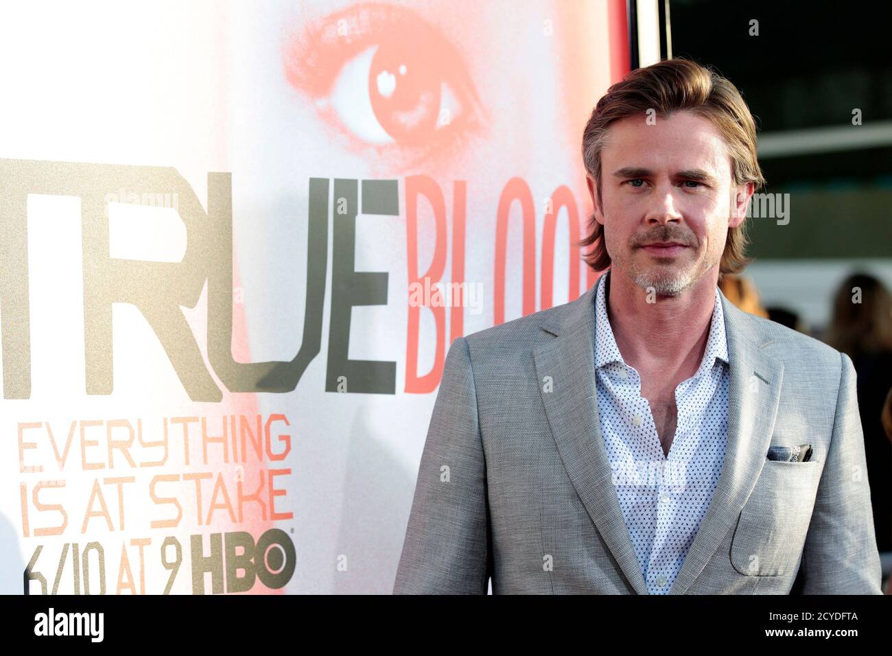 Cast member Sam Trammell poses at the premiere for the 5th season of the HBO television series "True Blood" at the Cinerama Dome in Los Angeles, California May 30, 2012. REUTERS/Mario Anzuoni (UNITED STATES - Tags: ENTERTAINMENT) Stock Photo