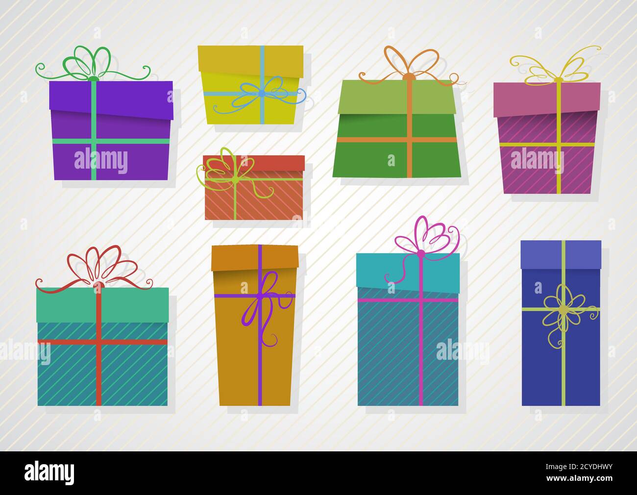 Vector set of colored gifts with ribbons and bows Stock Vector Image ...