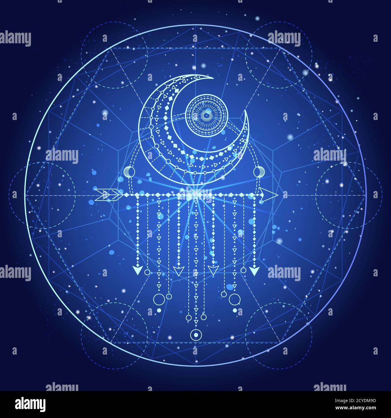 Vector illustration of Sacred or mystic symbol on abstract background ...