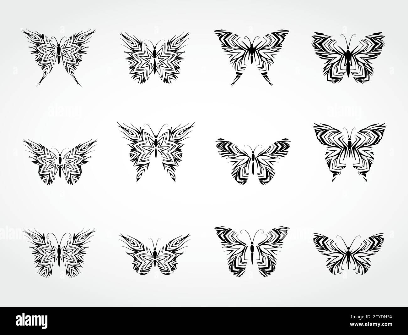 Vector set of black fantasy silhouettes butterflies Stock Vector Image ...